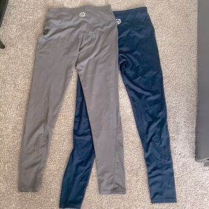 Two pairs of high waisted yoga pants with pocket